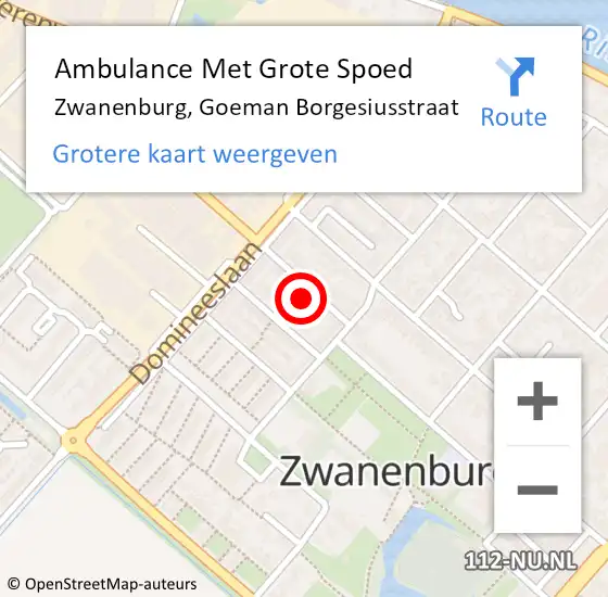 Locatie op kaart van de 112 melding: Ambulance Met Grote Spoed Naar Zwanenburg, Goeman Borgesiusstraat op 22 mei 2022 18:04