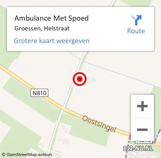 Locatie op kaart van de 112 melding: Ambulance Met Spoed Naar Groessen, Helstraat op 22 mei 2022 18:06