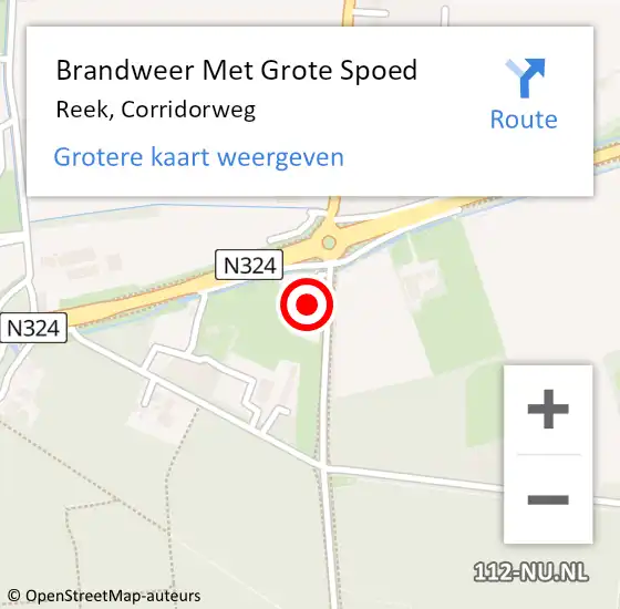 Locatie op kaart van de 112 melding: Brandweer Met Grote Spoed Naar Reek, Corridorweg op 22 mei 2022 18:26