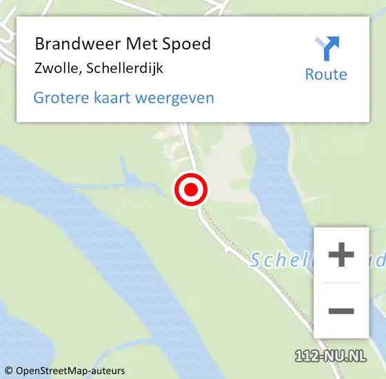 Locatie op kaart van de 112 melding: Brandweer Met Spoed Naar Zwolle, Schellerdijk op 22 mei 2022 18:38