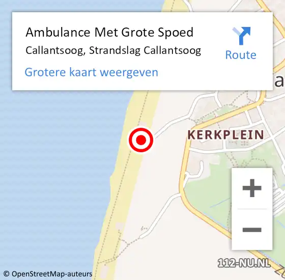 Locatie op kaart van de 112 melding: Ambulance Met Grote Spoed Naar Callantsoog, Strandslag Callantsoog op 22 mei 2022 18:57