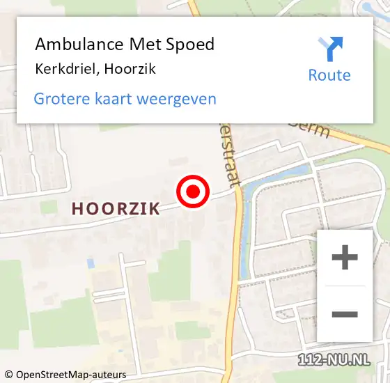 Locatie op kaart van de 112 melding: Ambulance Met Spoed Naar Kerkdriel, Hoorzik op 22 mei 2022 18:58