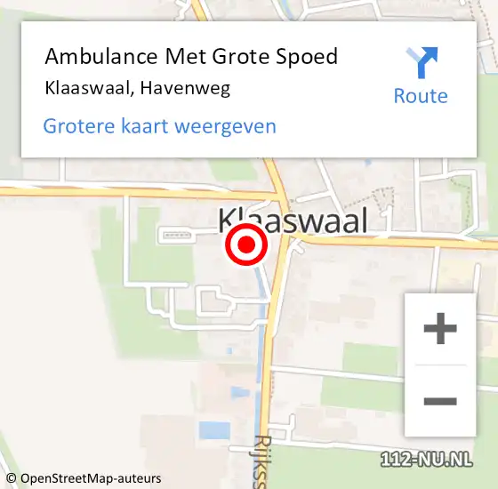 Locatie op kaart van de 112 melding: Ambulance Met Grote Spoed Naar Klaaswaal, Havenweg op 22 mei 2022 19:00