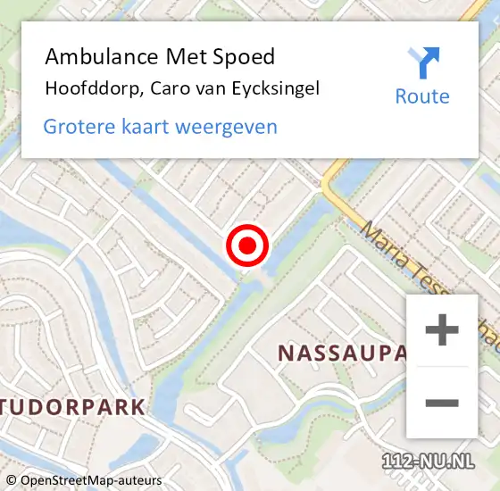 Locatie op kaart van de 112 melding: Ambulance Met Spoed Naar Hoofddorp, Caro van Eycksingel op 22 mei 2022 19:08