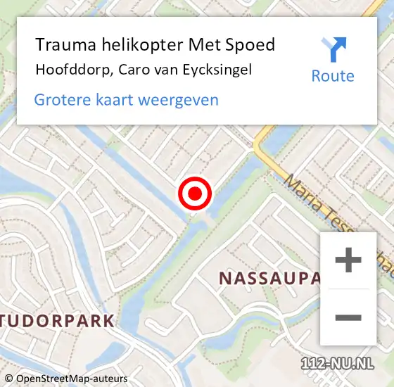 Locatie op kaart van de 112 melding: Trauma helikopter Met Spoed Naar Hoofddorp, Caro van Eycksingel op 22 mei 2022 19:11