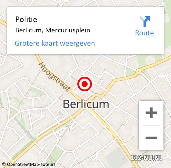 Locatie op kaart van de 112 melding: Politie Berlicum, Mercuriusplein op 22 mei 2022 19:24