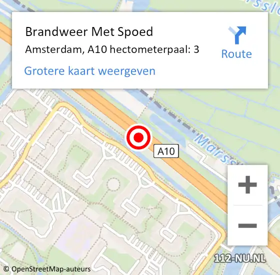 Locatie op kaart van de 112 melding: Brandweer Met Spoed Naar Amsterdam, A10 hectometerpaal: 3 op 22 mei 2022 19:39