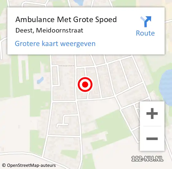 Locatie op kaart van de 112 melding: Ambulance Met Grote Spoed Naar Deest, Meidoornstraat op 22 mei 2022 19:44