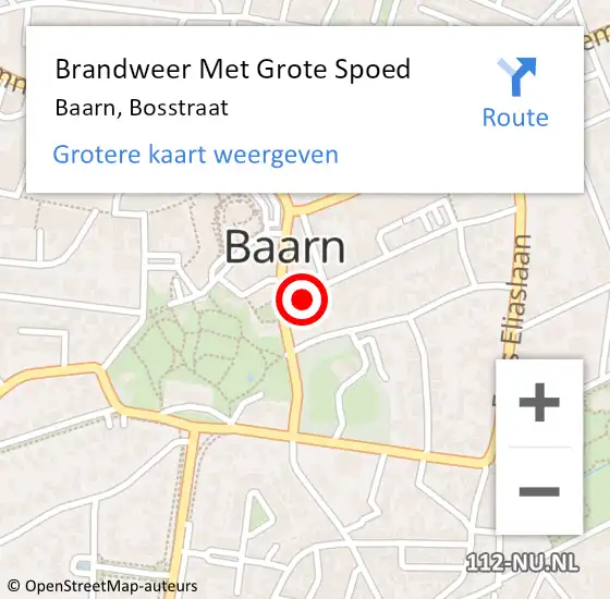 Locatie op kaart van de 112 melding: Brandweer Met Grote Spoed Naar Baarn, Bosstraat op 22 mei 2022 19:51