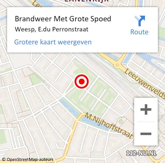 Locatie op kaart van de 112 melding: Brandweer Met Grote Spoed Naar Weesp, E.du Perronstraat op 22 mei 2022 19:52