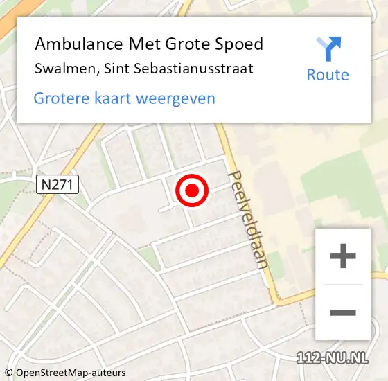 Locatie op kaart van de 112 melding: Ambulance Met Grote Spoed Naar Swalmen, Sint Sebastianusstraat op 22 mei 2022 20:47