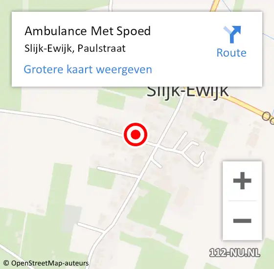 Locatie op kaart van de 112 melding: Ambulance Met Spoed Naar Slijk-Ewijk, Paulstraat op 22 mei 2022 21:03