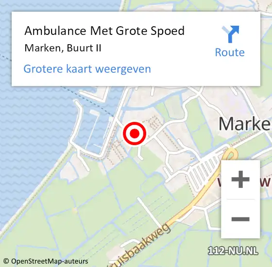 Locatie op kaart van de 112 melding: Ambulance Met Grote Spoed Naar Marken, Buurt II op 22 mei 2022 21:03