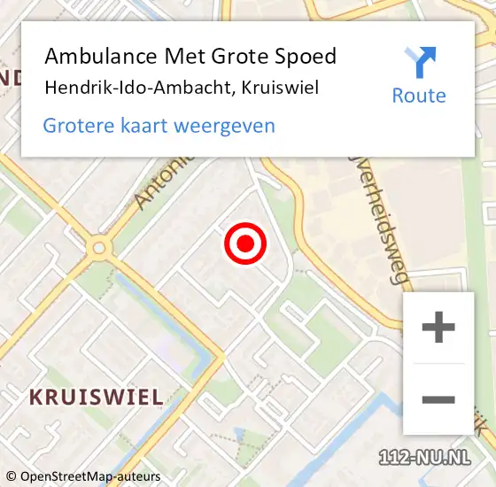 Locatie op kaart van de 112 melding: Ambulance Met Grote Spoed Naar Hendrik-Ido-Ambacht, Kruiswiel op 22 mei 2022 21:12
