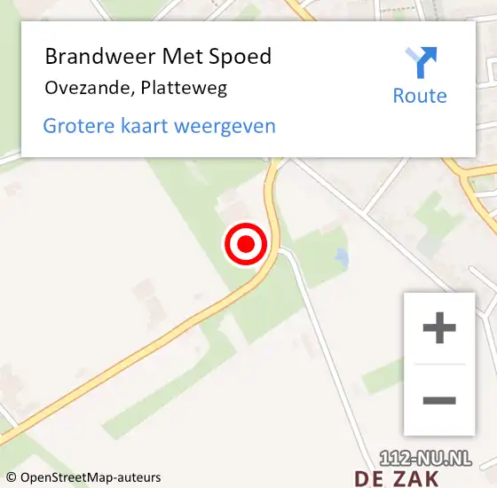 Locatie op kaart van de 112 melding: Brandweer Met Spoed Naar Ovezande, Platteweg op 22 mei 2022 21:44