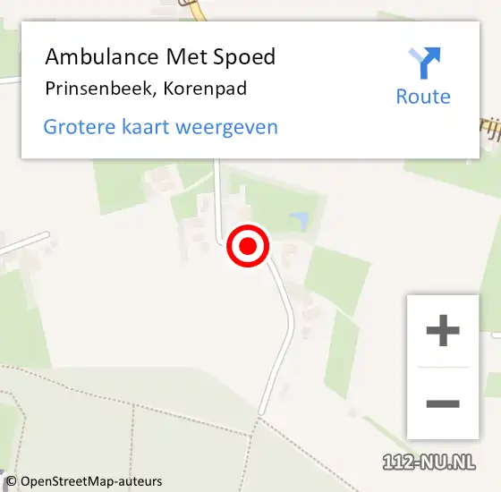 Locatie op kaart van de 112 melding: Ambulance Met Spoed Naar Prinsenbeek, Korenpad op 18 juli 2014 07:25