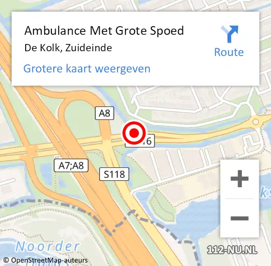 Locatie op kaart van de 112 melding: Ambulance Met Grote Spoed Naar De Kolk, Zuideinde op 8 oktober 2013 17:12