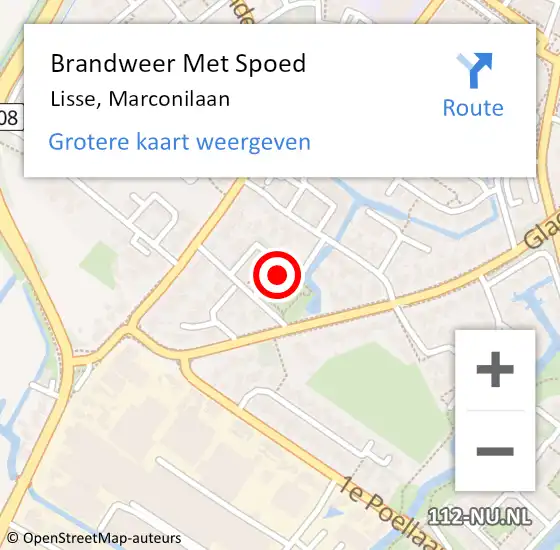 Locatie op kaart van de 112 melding: Brandweer Met Spoed Naar Lisse, Marconilaan op 22 mei 2022 22:28