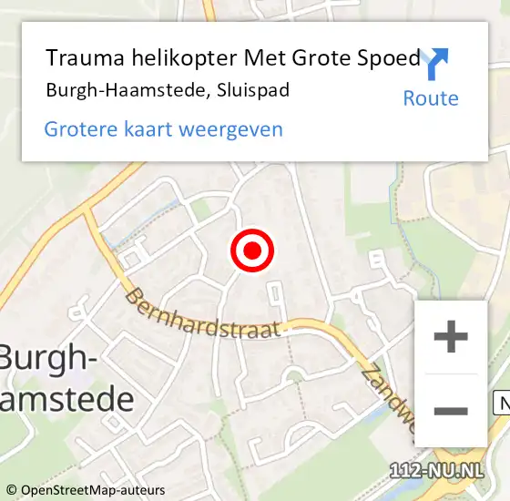 Locatie op kaart van de 112 melding: Trauma helikopter Met Grote Spoed Naar Burgh-Haamstede, Sluispad op 22 mei 2022 22:33