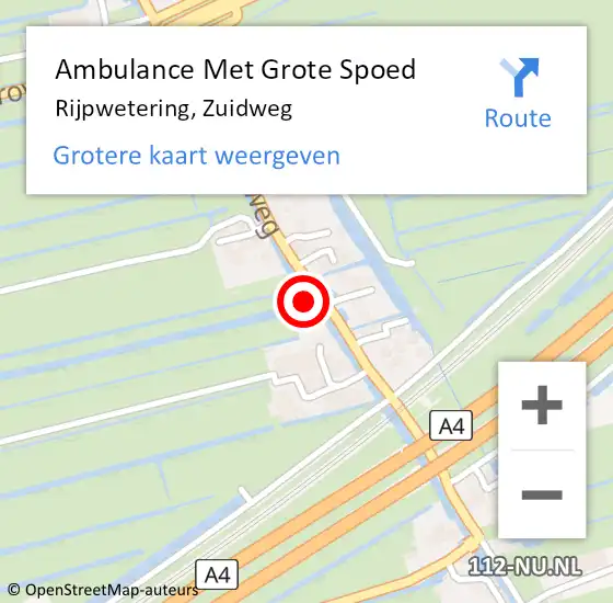 Locatie op kaart van de 112 melding: Ambulance Met Grote Spoed Naar Rijpwetering, Zuidweg op 22 mei 2022 22:52