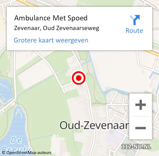 Locatie op kaart van de 112 melding: Ambulance Met Spoed Naar Zevenaar, Oud Zevenaarseweg op 22 mei 2022 23:24