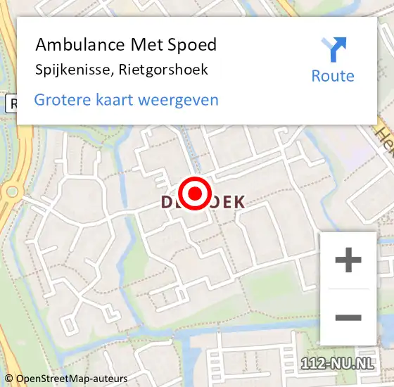 Locatie op kaart van de 112 melding: Ambulance Met Spoed Naar Spijkenisse, Rietgorshoek op 22 mei 2022 23:45