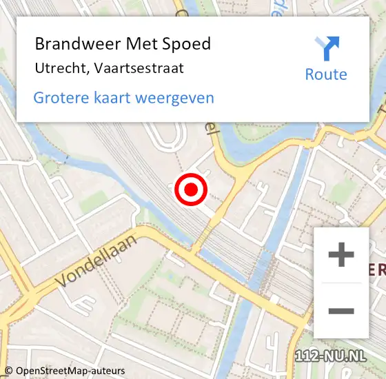 Locatie op kaart van de 112 melding: Brandweer Met Spoed Naar Utrecht, Vaartsestraat op 22 mei 2022 23:49