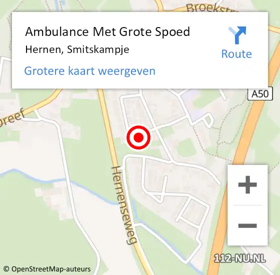 Locatie op kaart van de 112 melding: Ambulance Met Grote Spoed Naar Hernen, Smitskampje op 18 juli 2014 07:36