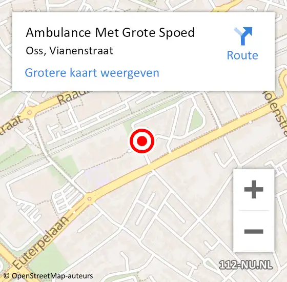 Locatie op kaart van de 112 melding: Ambulance Met Grote Spoed Naar Oss, Vianenstraat op 23 mei 2022 00:23