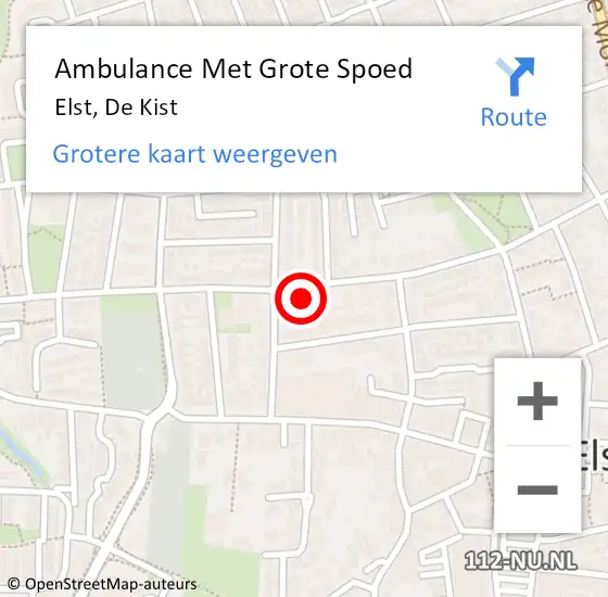 Locatie op kaart van de 112 melding: Ambulance Met Grote Spoed Naar Elst, De Kist op 23 mei 2022 00:34