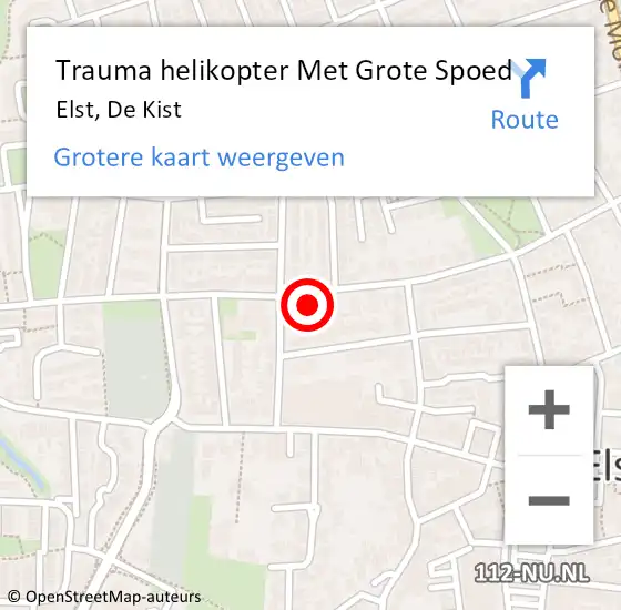 Locatie op kaart van de 112 melding: Trauma helikopter Met Grote Spoed Naar Elst, De Kist op 23 mei 2022 00:36