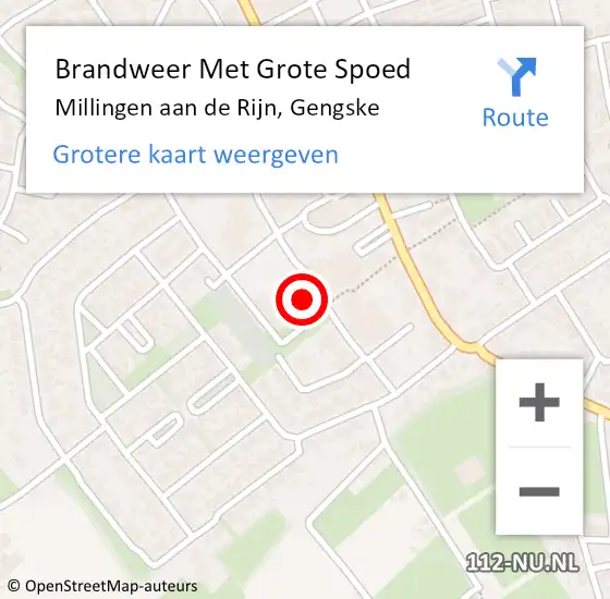 Locatie op kaart van de 112 melding: Brandweer Met Grote Spoed Naar Millingen aan de Rijn, Gengske op 23 mei 2022 00:43