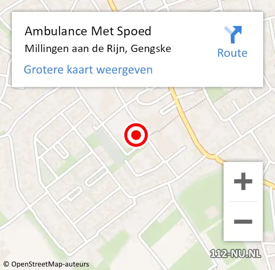 Locatie op kaart van de 112 melding: Ambulance Met Spoed Naar Millingen aan de Rijn, Gengske op 23 mei 2022 00:51