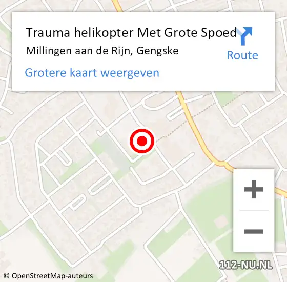 Locatie op kaart van de 112 melding: Trauma helikopter Met Grote Spoed Naar Millingen aan de Rijn, Gengske op 23 mei 2022 00:57