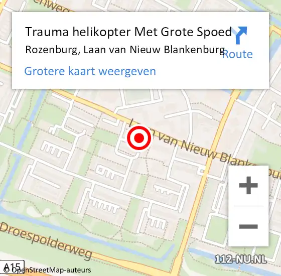 Locatie op kaart van de 112 melding: Trauma helikopter Met Grote Spoed Naar Rozenburg, Laan van Nieuw Blankenburg op 23 mei 2022 01:22