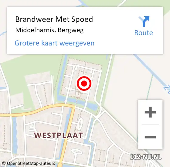 Locatie op kaart van de 112 melding: Brandweer Met Spoed Naar Middelharnis, Bergweg op 23 mei 2022 01:47