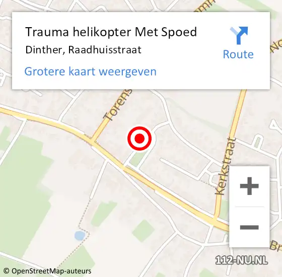 Locatie op kaart van de 112 melding: Trauma helikopter Met Spoed Naar Dinther, Raadhuisstraat op 23 mei 2022 01:47