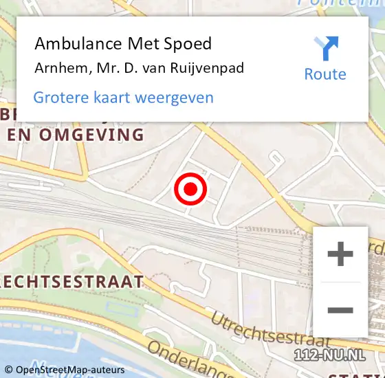 Locatie op kaart van de 112 melding: Ambulance Met Spoed Naar Arnhem, Mr. D. van Ruijvenpad op 23 mei 2022 02:25