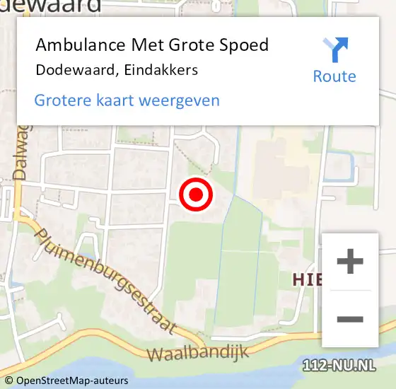 Locatie op kaart van de 112 melding: Ambulance Met Grote Spoed Naar Dodewaard, Eindakkers op 23 mei 2022 02:29
