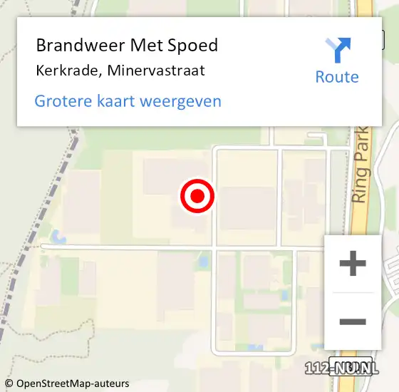 Locatie op kaart van de 112 melding: Brandweer Met Spoed Naar Kerkrade, Minervastraat op 23 mei 2022 02:46