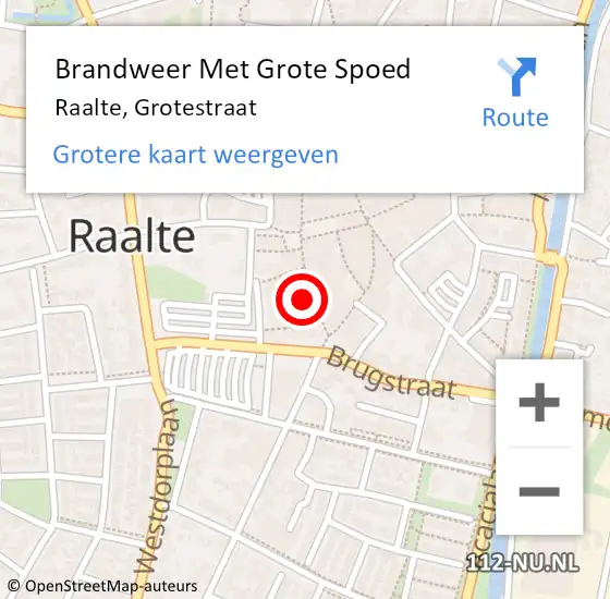 Locatie op kaart van de 112 melding: Brandweer Met Grote Spoed Naar Raalte, Grotestraat op 23 mei 2022 02:46