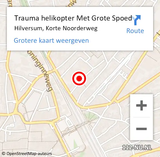 Locatie op kaart van de 112 melding: Trauma helikopter Met Grote Spoed Naar Hilversum, Korte Noorderweg op 23 mei 2022 03:28