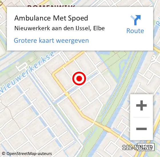 Locatie op kaart van de 112 melding: Ambulance Met Spoed Naar Nieuwerkerk aan den IJssel, Elbe op 23 mei 2022 03:33