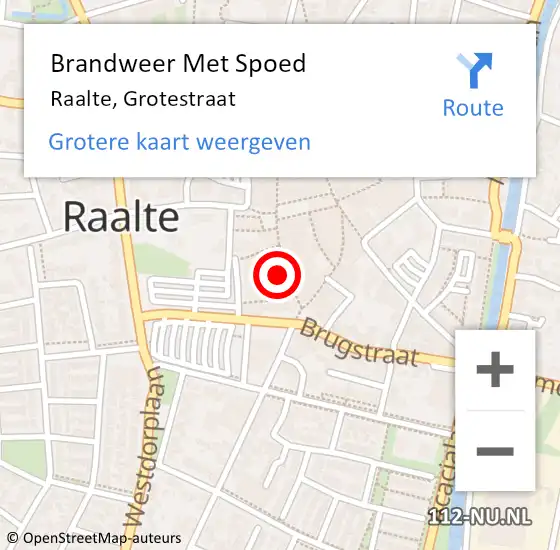 Locatie op kaart van de 112 melding: Brandweer Met Spoed Naar Raalte, Grotestraat op 23 mei 2022 03:35