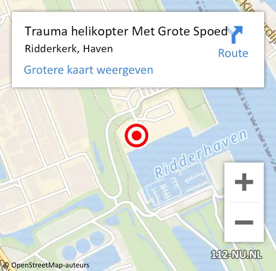 Locatie op kaart van de 112 melding: Trauma helikopter Met Grote Spoed Naar Ridderkerk, Haven op 23 mei 2022 03:46