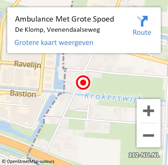 Locatie op kaart van de 112 melding: Ambulance Met Grote Spoed Naar De Klomp, Veenendaalseweg op 23 mei 2022 03:47