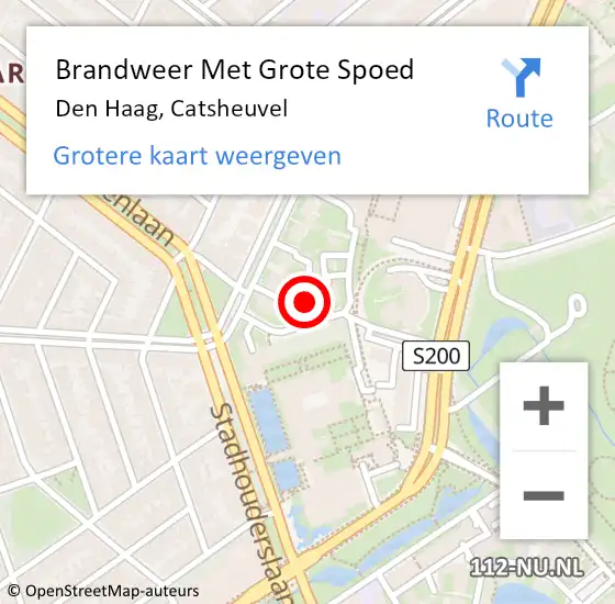 Locatie op kaart van de 112 melding: Brandweer Met Grote Spoed Naar Den Haag, Catsheuvel op 23 mei 2022 04:01