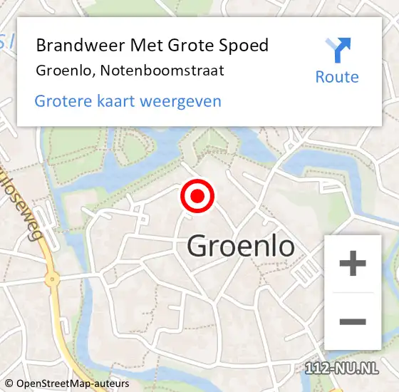 Locatie op kaart van de 112 melding: Brandweer Met Grote Spoed Naar Groenlo, Notenboomstraat op 23 mei 2022 04:17