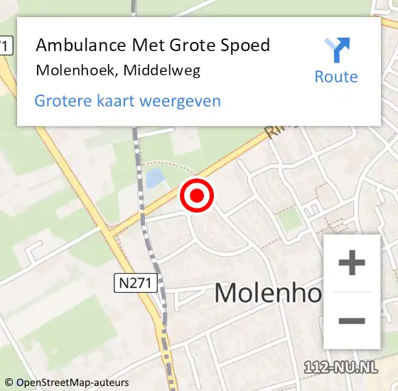 Locatie op kaart van de 112 melding: Ambulance Met Grote Spoed Naar Molenhoek, Middelweg op 18 juli 2014 07:56