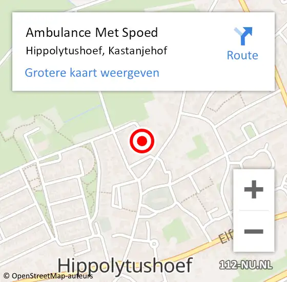 Locatie op kaart van de 112 melding: Ambulance Met Spoed Naar Hippolytushoef, Kastanjehof op 23 mei 2022 06:00